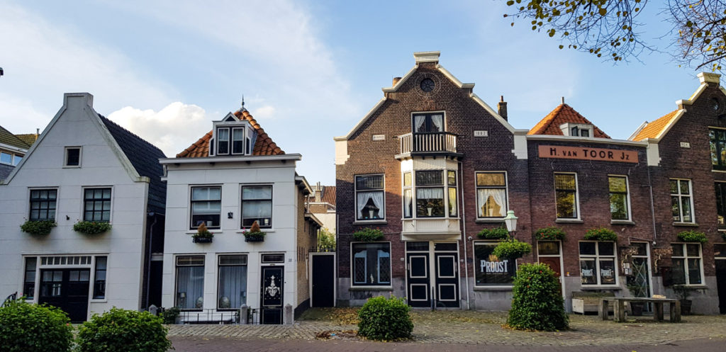 Historical buildings around the big church in Vlaardingen
