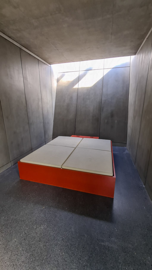 Bedroom of Domenig Steinhaus in Austria