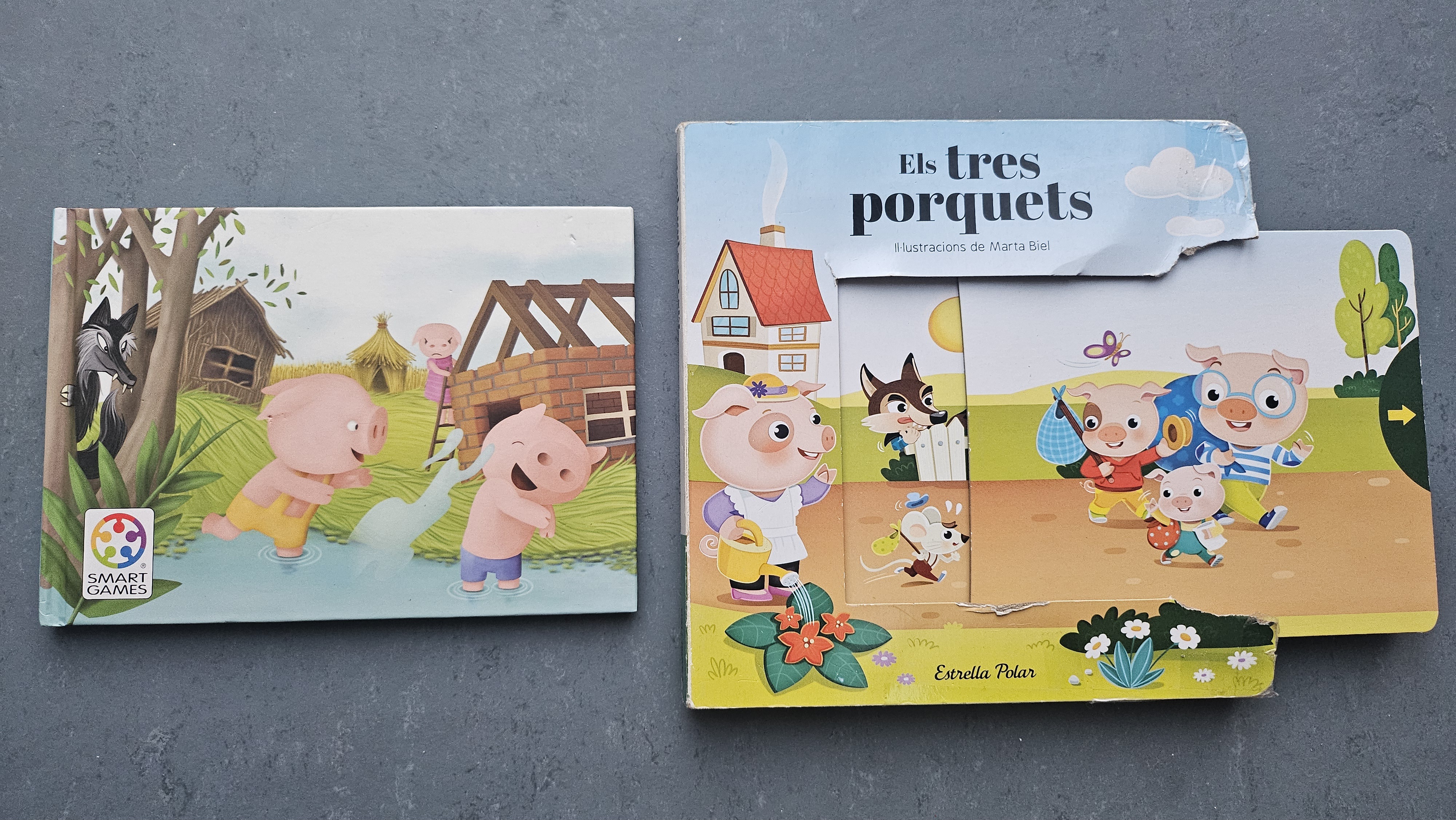 De twee prentenboeken over de drie biggetjes uit onze boekenkast