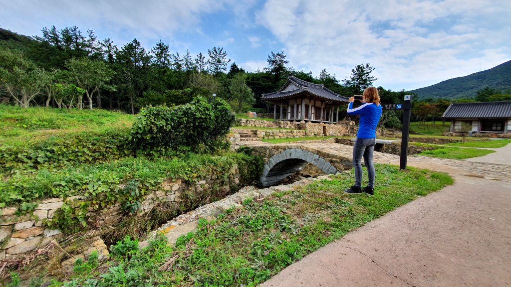 Kim in front of Goksudang on Bogil Island in South Korea