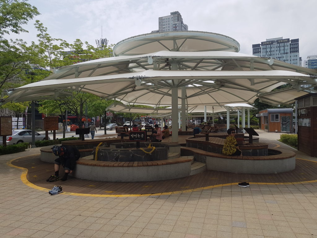Yuseong Spa hot spring footbath in Daejeon, South Korea