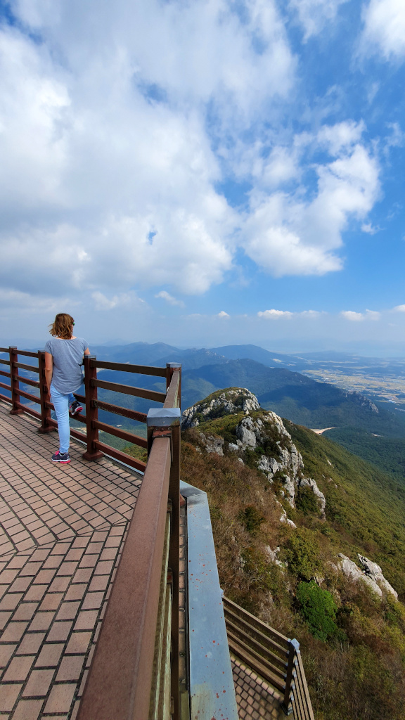Kim at Duryunsan Cable Car in South Korea