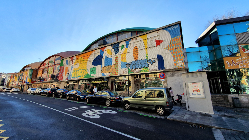 Street art at Mercado de la Cebada in Madrid, Spain