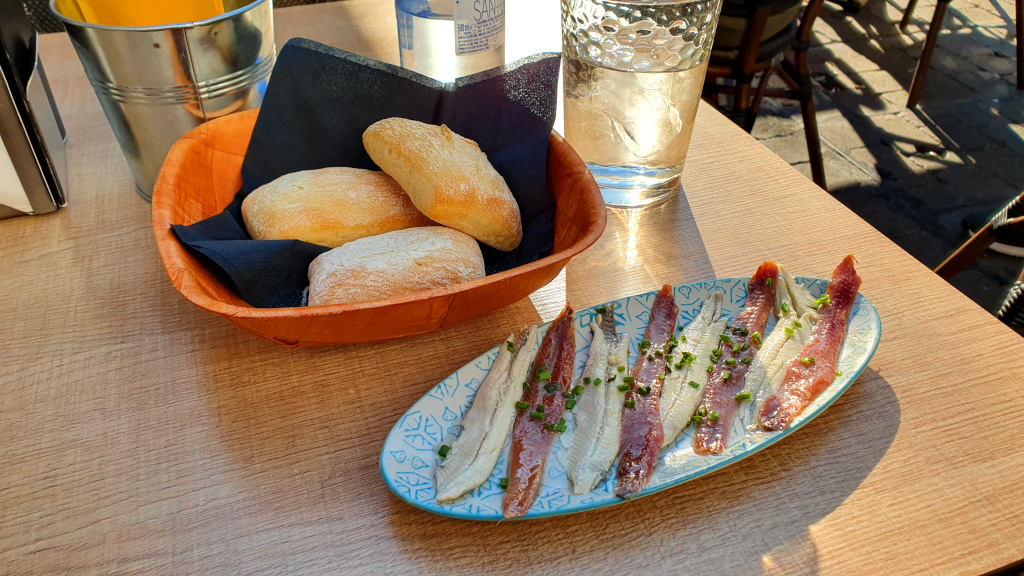 Salt and Vinegar marinated Anchovies at Plaza de Santa Ana