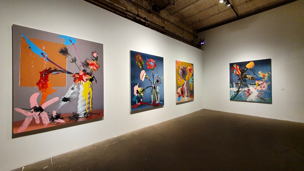 Hallway with art at Tabacalera in Madrid, Spain